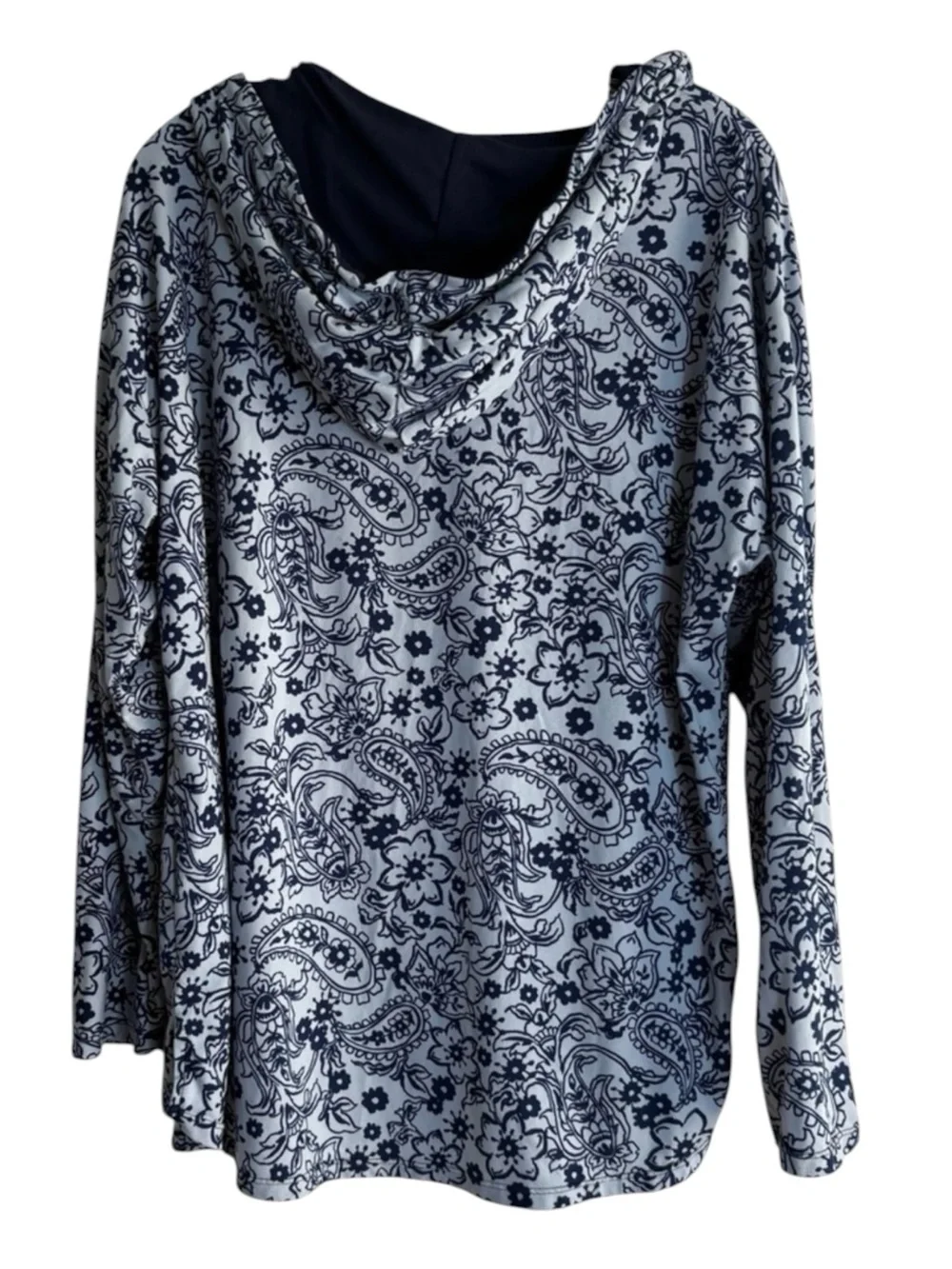 Comfort Code By CUDDL DUDS Pullover Floral Patterned Hoodie in Blues Size Large